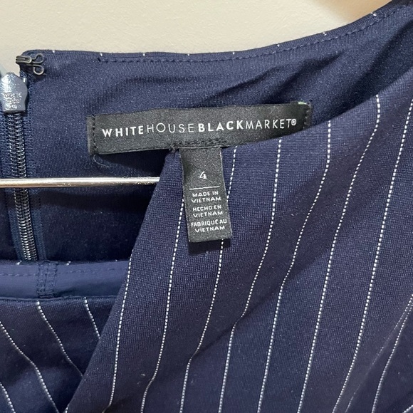 White House Black Market Blue Pleated Pencil Skirt and Top Suit Set Stretchy - Picture 5 of 8